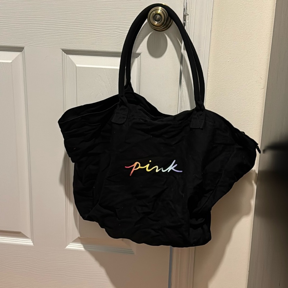 .Victoria's secret pink oversized canvas tote bag